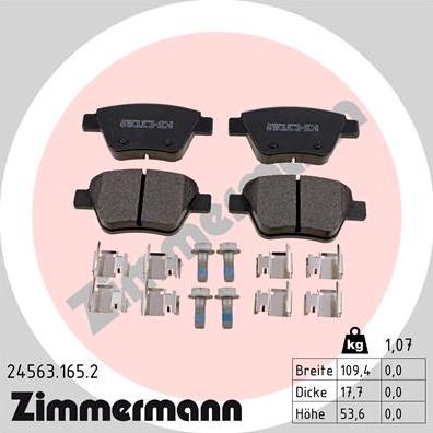 Zimmermann 24563.165.2 - Гальмівні колодки, дискові гальма autozip.com.ua
