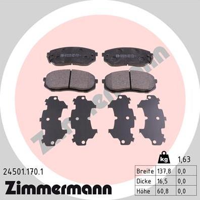 Zimmermann 24501.170.1 - Гальмівні колодки, дискові гальма autozip.com.ua