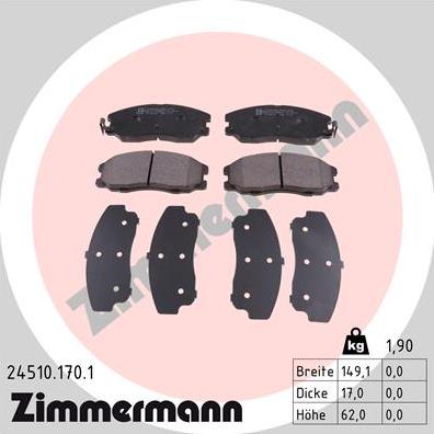 Zimmermann 24510.170.1 - Гальмівні колодки, дискові гальма autozip.com.ua