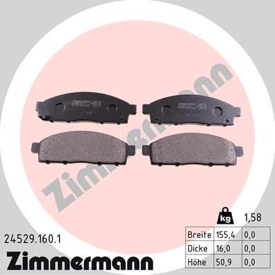 Zimmermann 24529.160.1 - Гальмівні колодки, дискові гальма autozip.com.ua