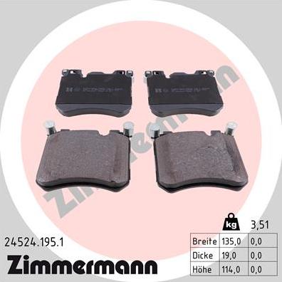 Zimmermann 24524.195.1 - Гальмівні колодки, дискові гальма autozip.com.ua