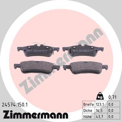 Zimmermann 24574.150.1 - Гальмівні колодки, дискові гальма autozip.com.ua