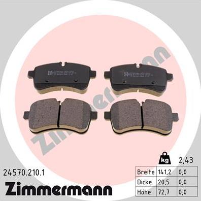 Zimmermann 24570.210.1 - Гальмівні колодки, дискові гальма autozip.com.ua