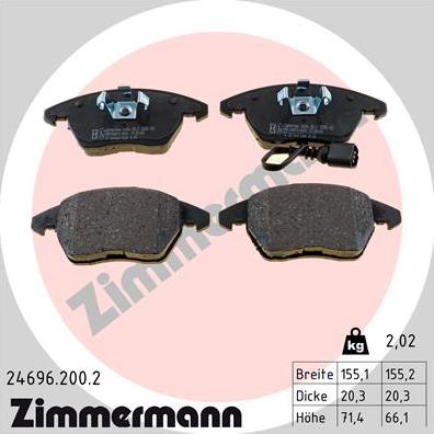 Zimmermann 24696.200.2 - Гальмівні колодки, дискові гальма autozip.com.ua