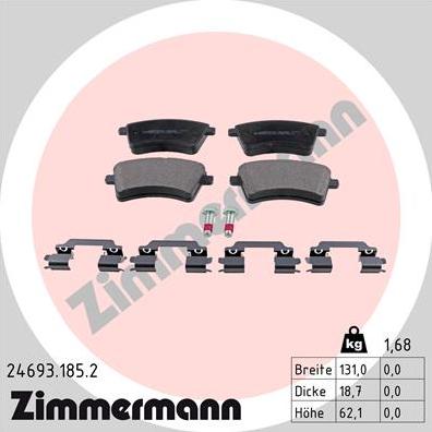 Zimmermann 24693.185.2 - Гальмівні колодки, дискові гальма autozip.com.ua