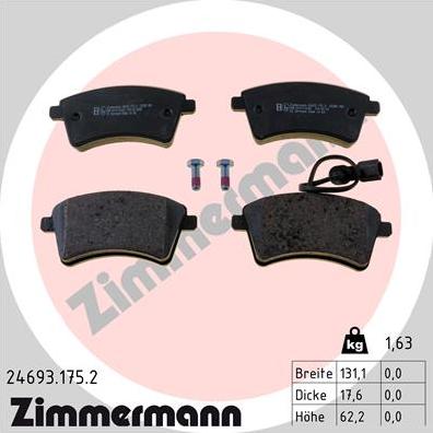 Zimmermann 24693.175.2 - Гальмівні колодки, дискові гальма autozip.com.ua