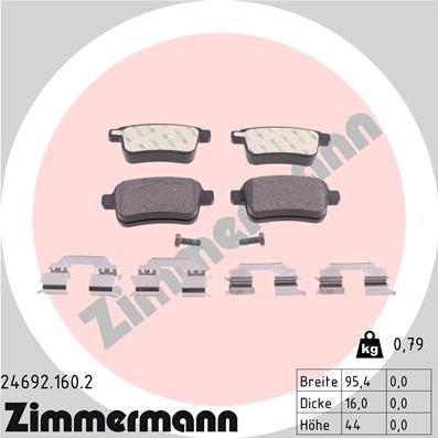 Zimmermann 24692.160.2 - Гальмівні колодки, дискові гальма autozip.com.ua