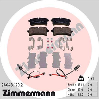 Zimmermann 24643.170.2 - Гальмівні колодки, дискові гальма autozip.com.ua