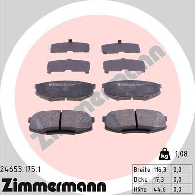 Zimmermann 24653.175.1 - Гальмівні колодки, дискові гальма autozip.com.ua