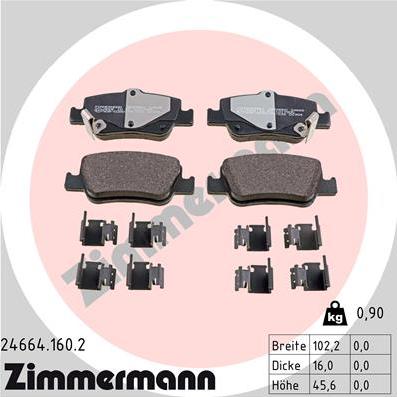 Zimmermann 24664.160.2 - Гальмівні колодки, дискові гальма autozip.com.ua