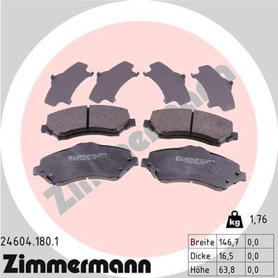 Zimmermann 24604.180.1 - Гальмівні колодки, дискові гальма autozip.com.ua