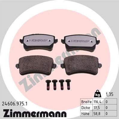 Zimmermann 24606.975.1 - Гальмівні колодки, дискові гальма autozip.com.ua