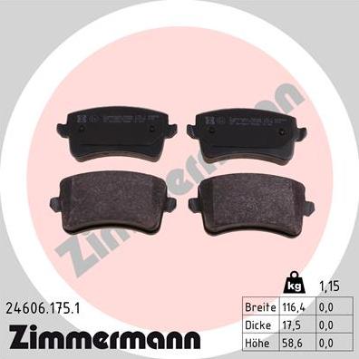 Zimmermann 24606.175.1 - Гальмівні колодки, дискові гальма autozip.com.ua