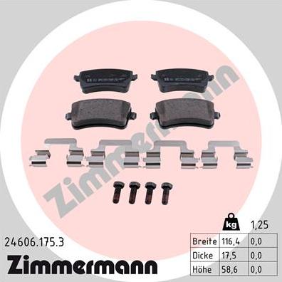 Zimmermann 24606.175.3 - Гальмівні колодки, дискові гальма autozip.com.ua