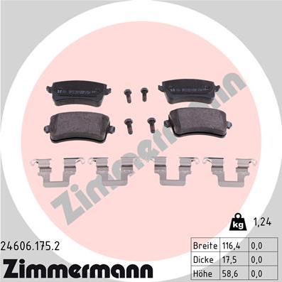 Zimmermann 24606.175.2 - Гальмівні колодки, дискові гальма autozip.com.ua