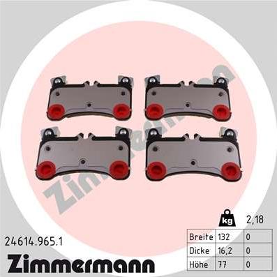 Zimmermann 24614.965.1 - Гальмівні колодки, дискові гальма autozip.com.ua