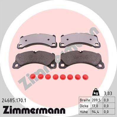 Zimmermann 24685.170.1 - Гальмівні колодки, дискові гальма autozip.com.ua