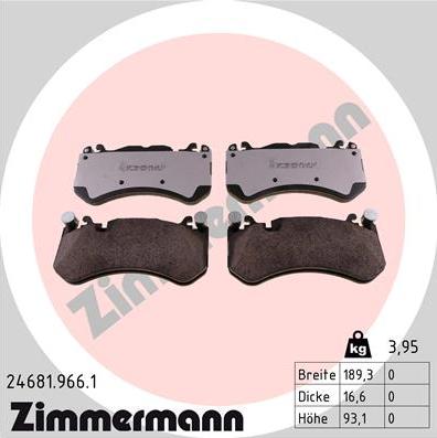 Zimmermann 24681.966.1 - Гальмівні колодки, дискові гальма autozip.com.ua