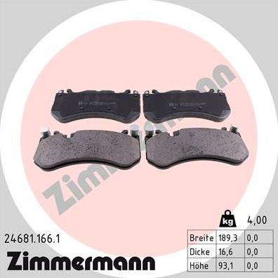 Zimmermann 24681.166.1 - Гальмівні колодки, дискові гальма autozip.com.ua