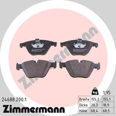 Zimmermann 24688.200.1 - Гальмівні колодки, дискові гальма autozip.com.ua