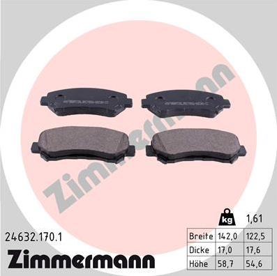 Zimmermann 24632.170.1 - Гальмівні колодки, дискові гальма autozip.com.ua