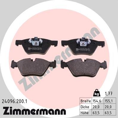 Zimmermann 24096.200.1 - Гальмівні колодки, дискові гальма autozip.com.ua