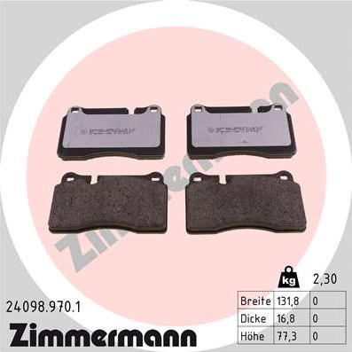 Zimmermann 24098.970.1 - Гальмівні колодки, дискові гальма autozip.com.ua