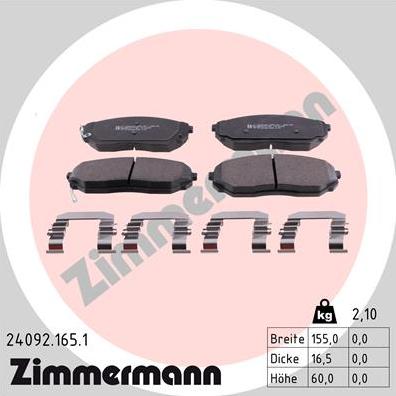 Zimmermann 24092.165.1 - Гальмівні колодки, дискові гальма autozip.com.ua