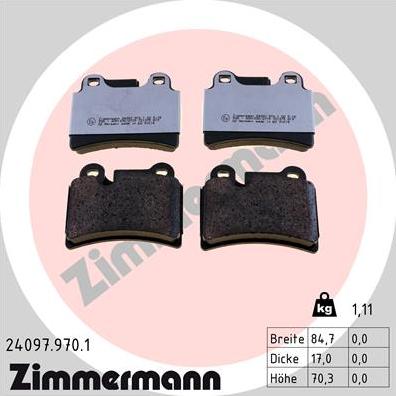 Zimmermann 24097.970.1 - Гальмівні колодки, дискові гальма autozip.com.ua