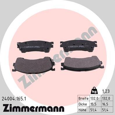 Zimmermann 24004.165.1 - Гальмівні колодки, дискові гальма autozip.com.ua