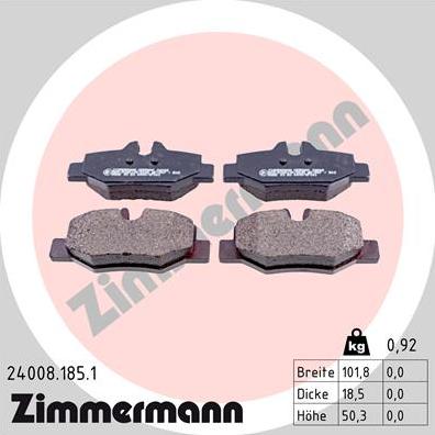 Zimmermann 24008.185.1 - Гальмівні колодки, дискові гальма autozip.com.ua