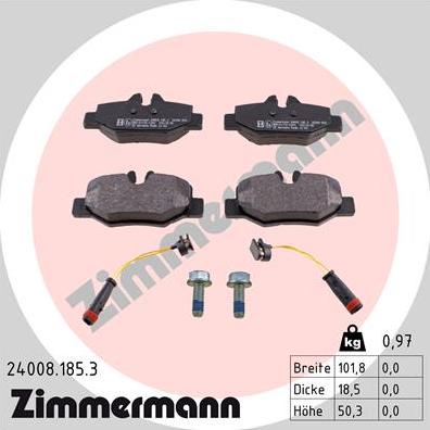 Zimmermann 24008.185.3 - Гальмівні колодки, дискові гальма autozip.com.ua
