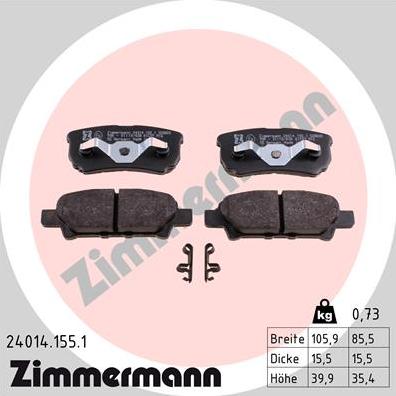 Zimmermann 24014.155.1 - Гальмівні колодки, дискові гальма autozip.com.ua