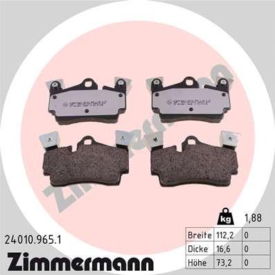 Zimmermann 24010.965.1 - Гальмівні колодки, дискові гальма autozip.com.ua