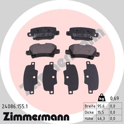 Zimmermann 24086.155.1 - Гальмівні колодки, дискові гальма autozip.com.ua