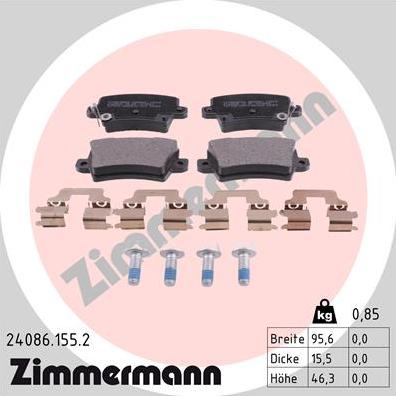 Zimmermann 24086.155.2 - Гальмівні колодки, дискові гальма autozip.com.ua