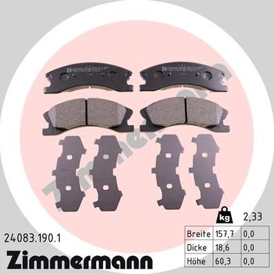 Zimmermann 24083.190.1 - Гальмівні колодки, дискові гальма autozip.com.ua