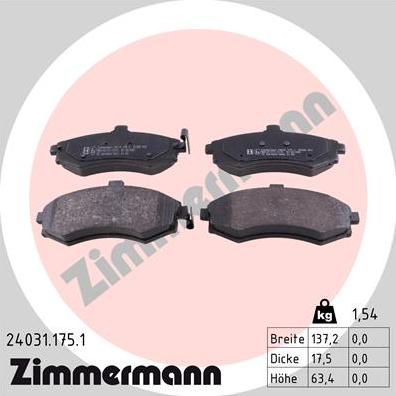 Zimmermann 24031.175.1 - Гальмівні колодки, дискові гальма autozip.com.ua