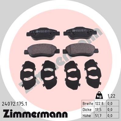 Zimmermann 24072.175.1 - Гальмівні колодки, дискові гальма autozip.com.ua