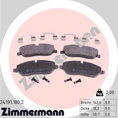 Zimmermann 24191.180.2 - Гальмівні колодки, дискові гальма autozip.com.ua