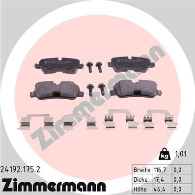 Zimmermann 24192.175.2 - Гальмівні колодки, дискові гальма autozip.com.ua