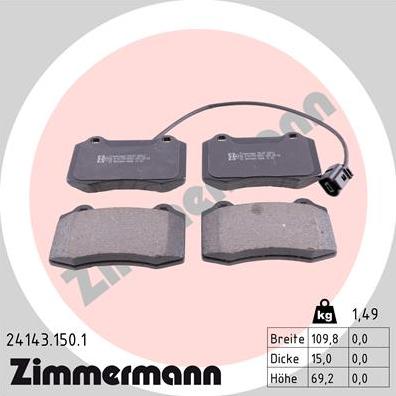 Zimmermann 24143.150.1 - Гальмівні колодки, дискові гальма autozip.com.ua