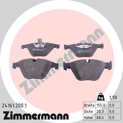 Zimmermann 24161.200.1 - Гальмівні колодки, дискові гальма autozip.com.ua