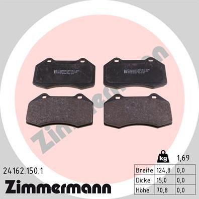 Zimmermann 24162.150.1 - Гальмівні колодки, дискові гальма autozip.com.ua