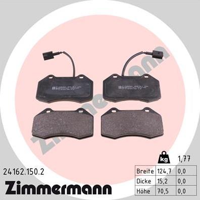 Zimmermann 24162.150.2 - Гальмівні колодки, дискові гальма autozip.com.ua