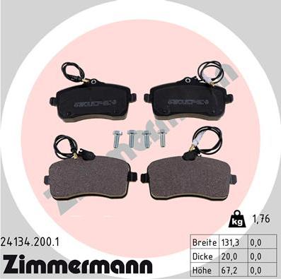 Zimmermann 24134.200.1 - Гальмівні колодки, дискові гальма autozip.com.ua