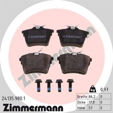 Zimmermann 24135.980.1 - Гальмівні колодки, дискові гальма autozip.com.ua