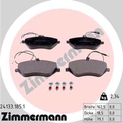 Zimmermann 24133.185.1 - Гальмівні колодки, дискові гальма autozip.com.ua