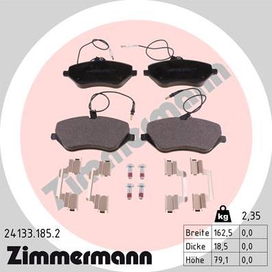 Zimmermann 24133.185.2 - Гальмівні колодки, дискові гальма autozip.com.ua