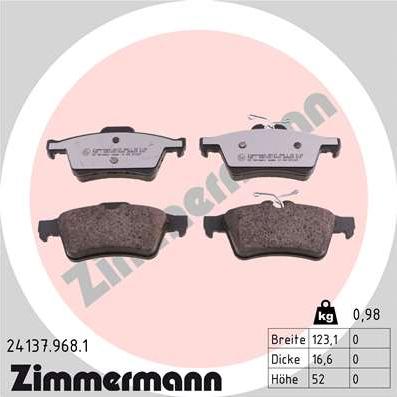 Zimmermann 24137.968.1 - Гальмівні колодки, дискові гальма autozip.com.ua